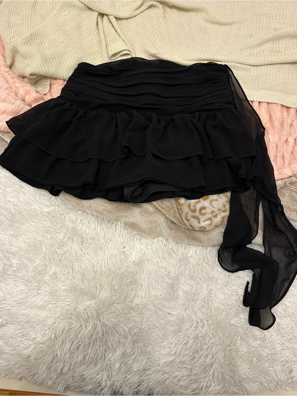 Zara Black Midi Skirt with Smooth Finish